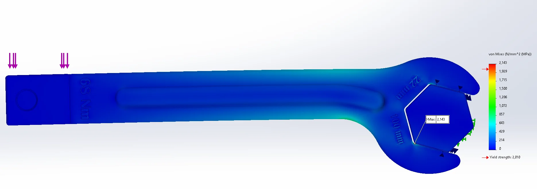 3D printed tool design simulation von Mises Stress von Mises Stress